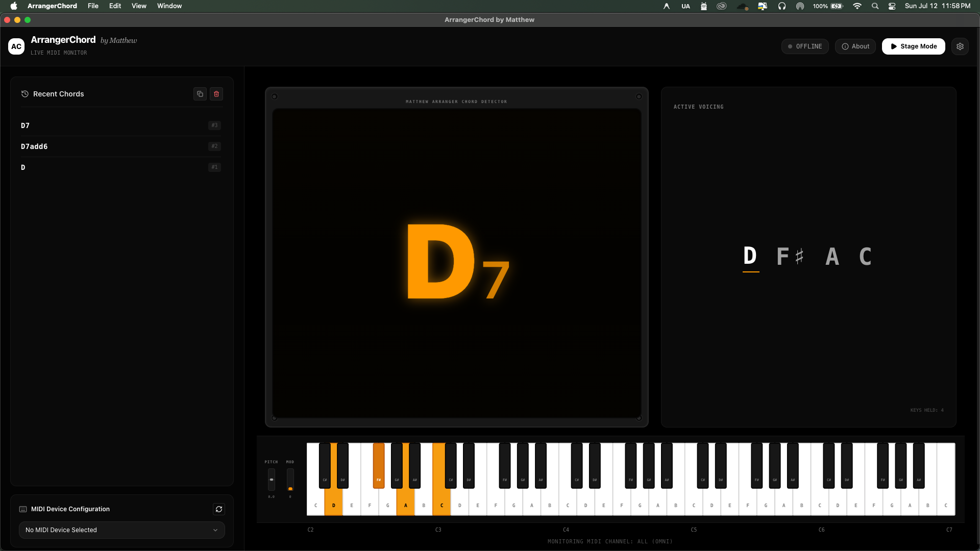 ArrangerChord Interface